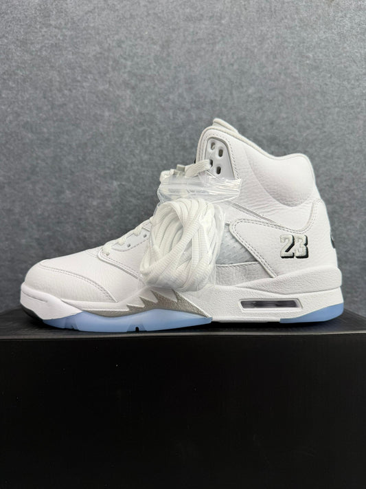 AJ 5 Metallic White